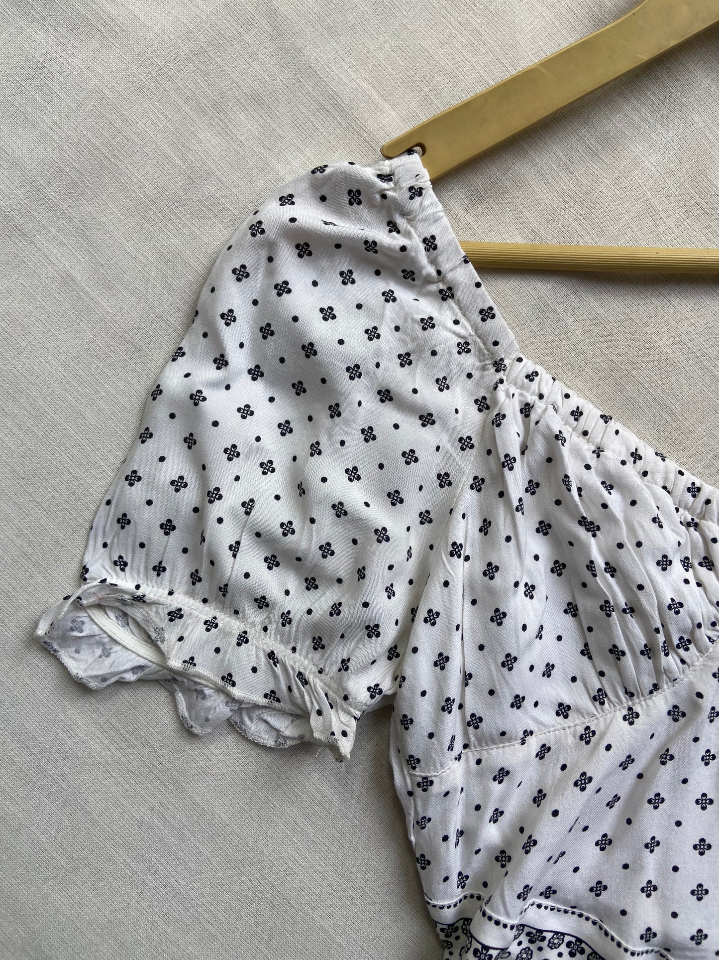 White Printed Crop Top