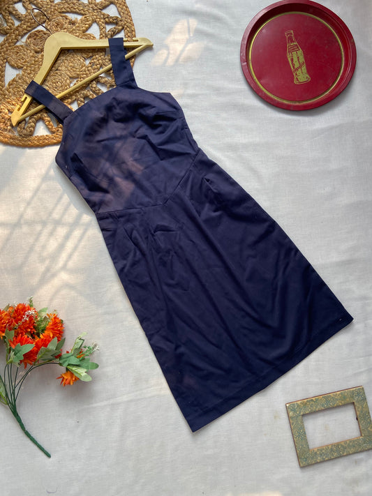 Women's Navy Blue Sleeveless A-Line Dress
