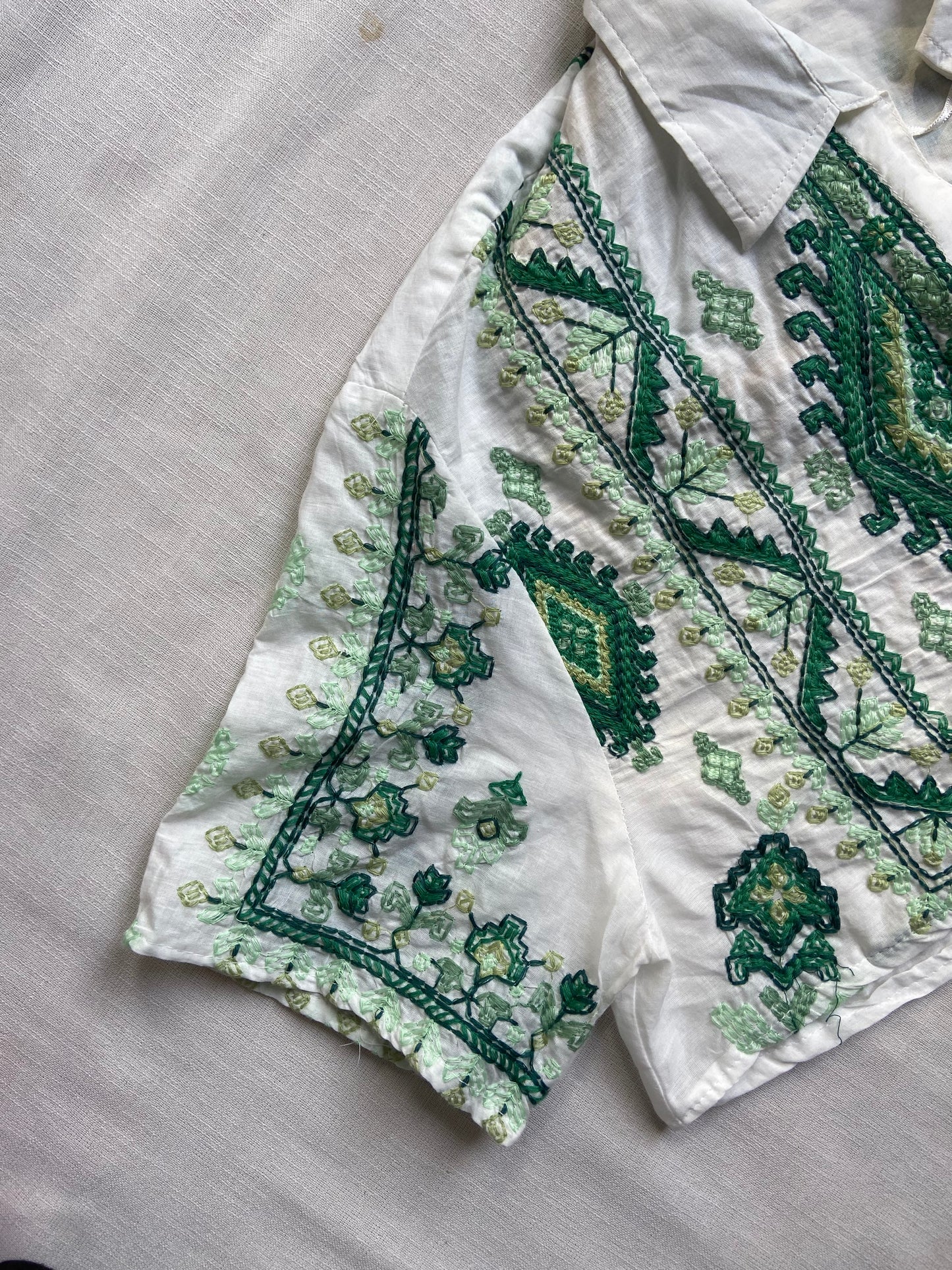 Emerald Mosaic Cropped Shirt