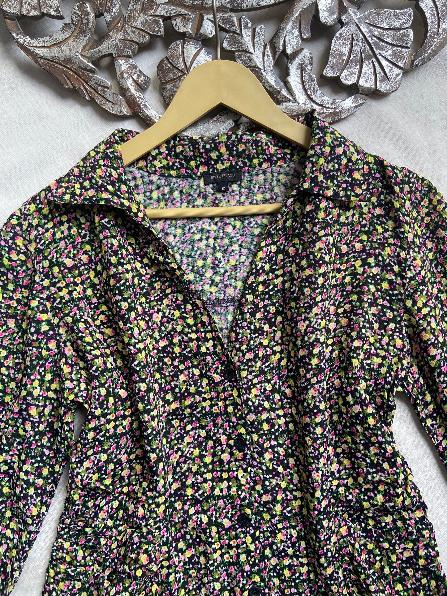 Black Floral Full Sleeve Mini Dress