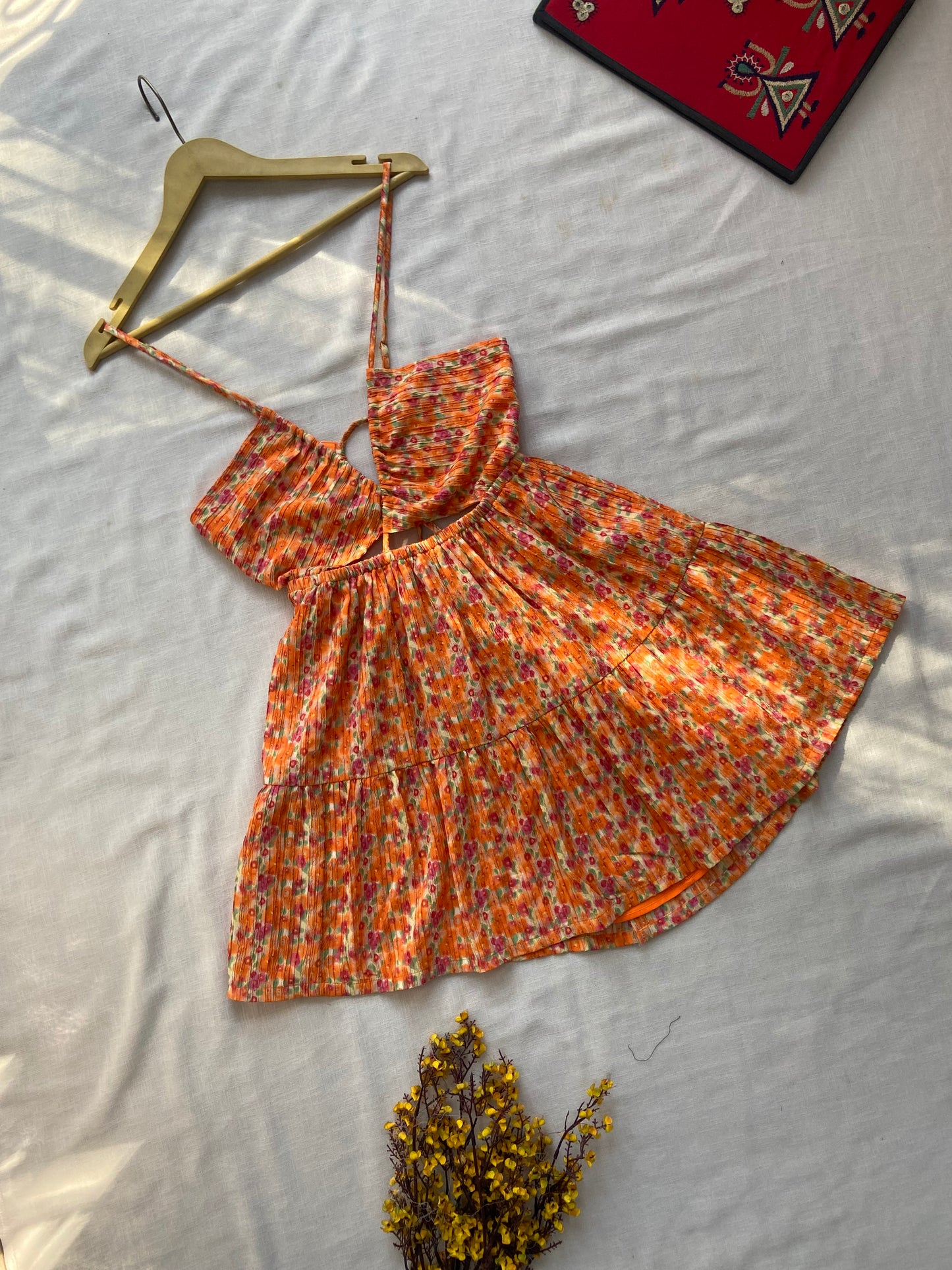 Apricot Garden Bow Mini Dress