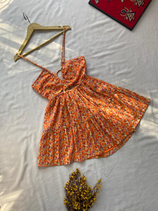 Apricot Garden Bow Mini Dress