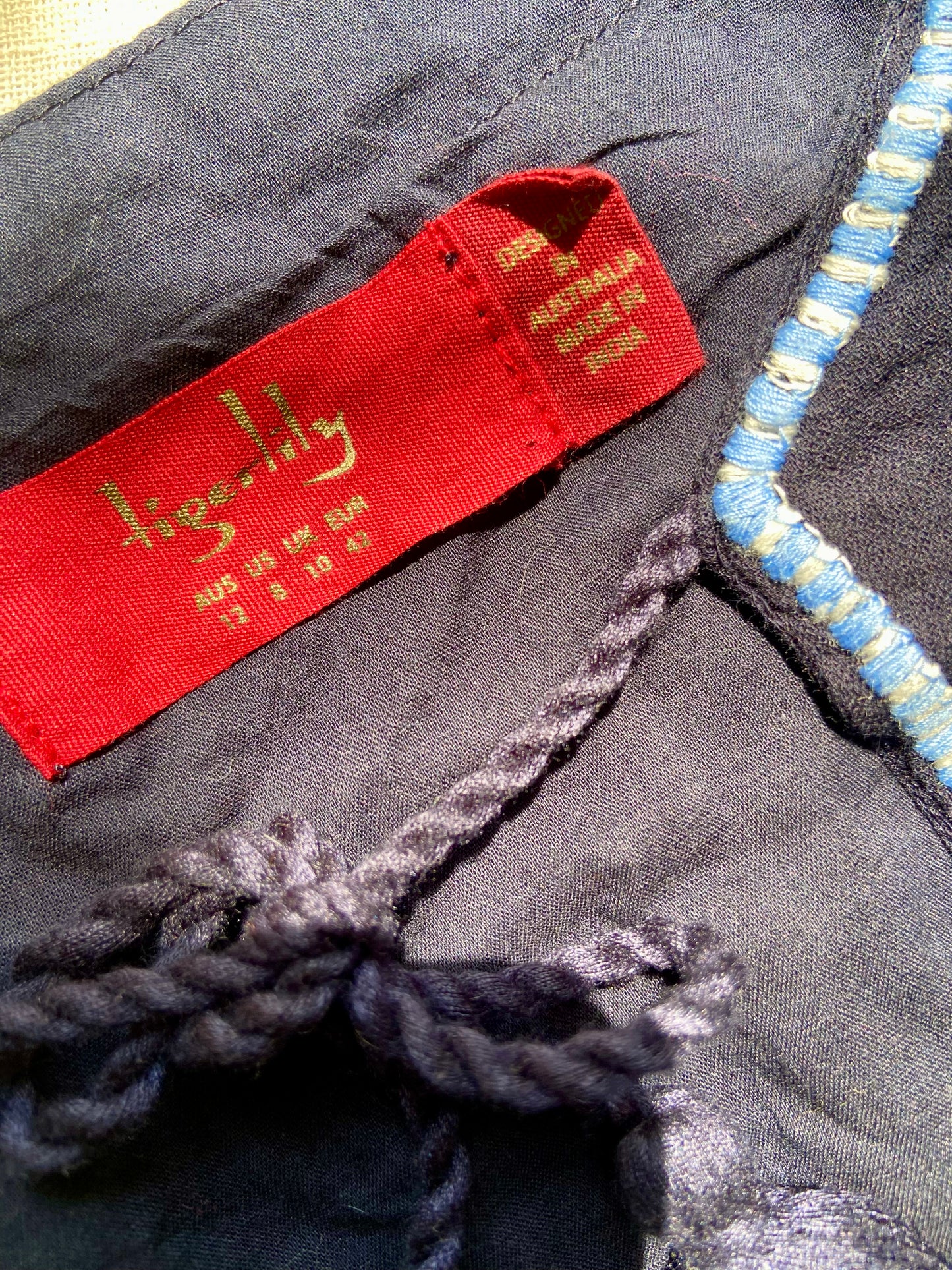 Navy Blue Embroidered Boho Tunic Dress