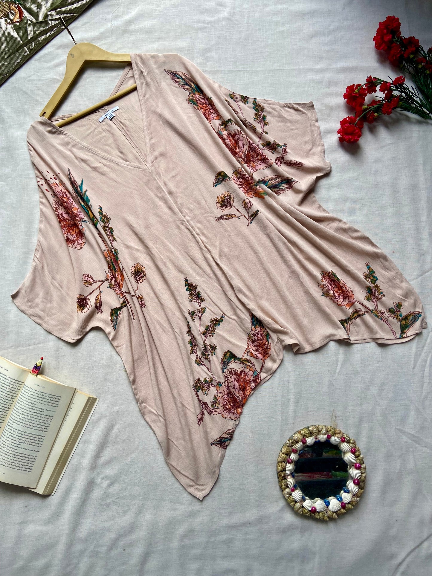 Blush Pink Floral Kimono Shrug
