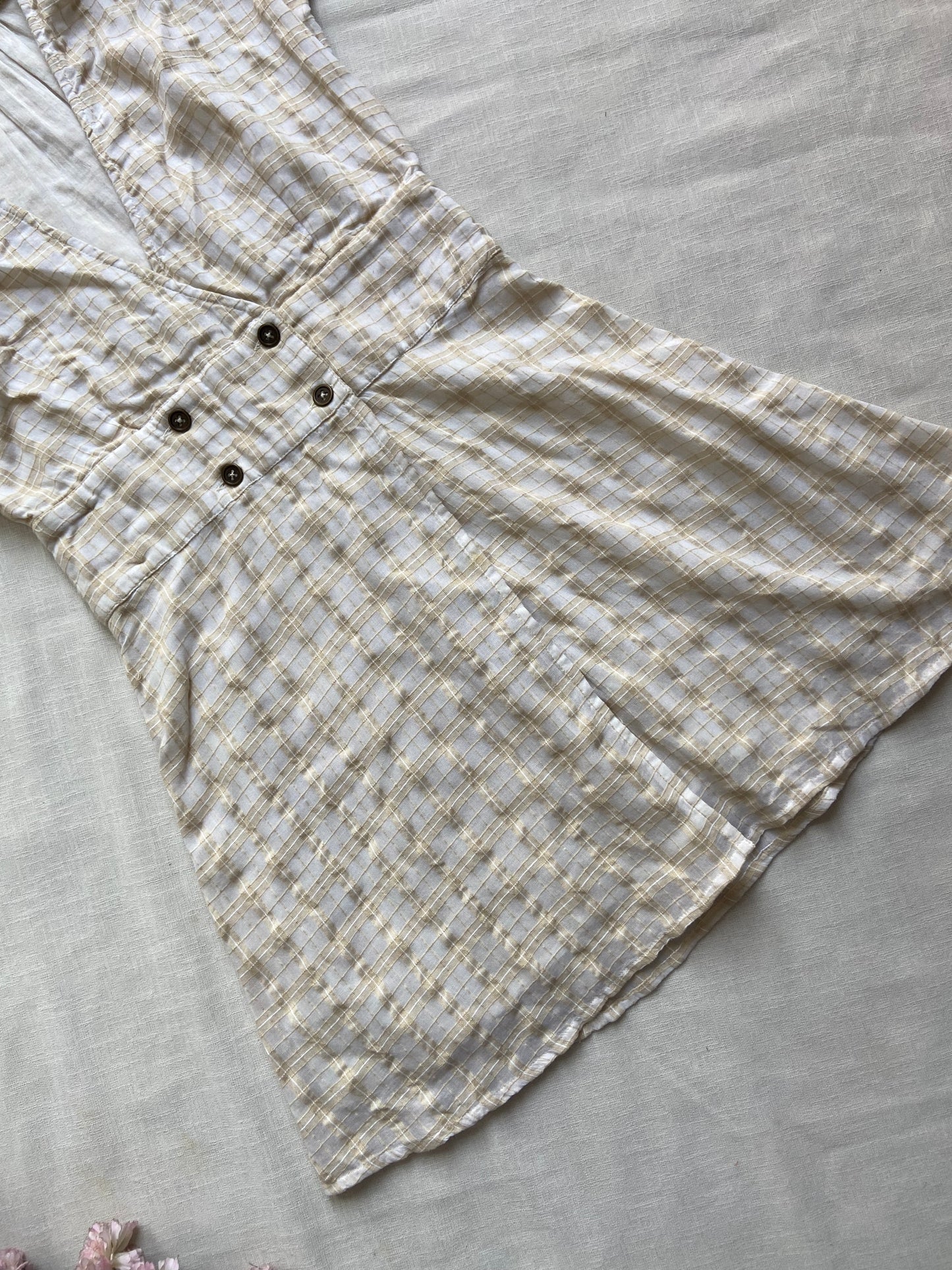 Casual Plaid Button-Detail Mini Dress