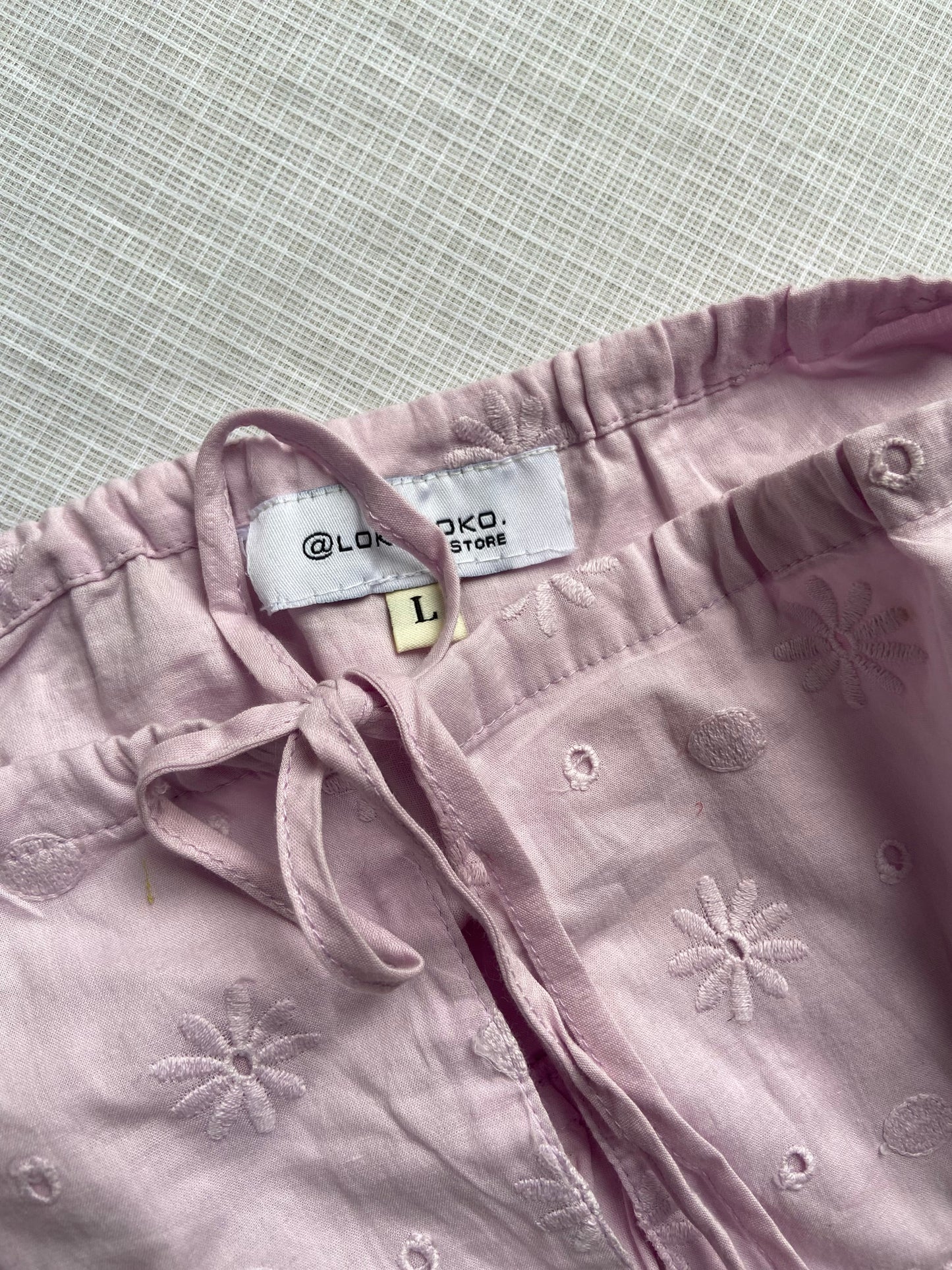 Elegant Pink Embroidered Crop Top with Tie Straps