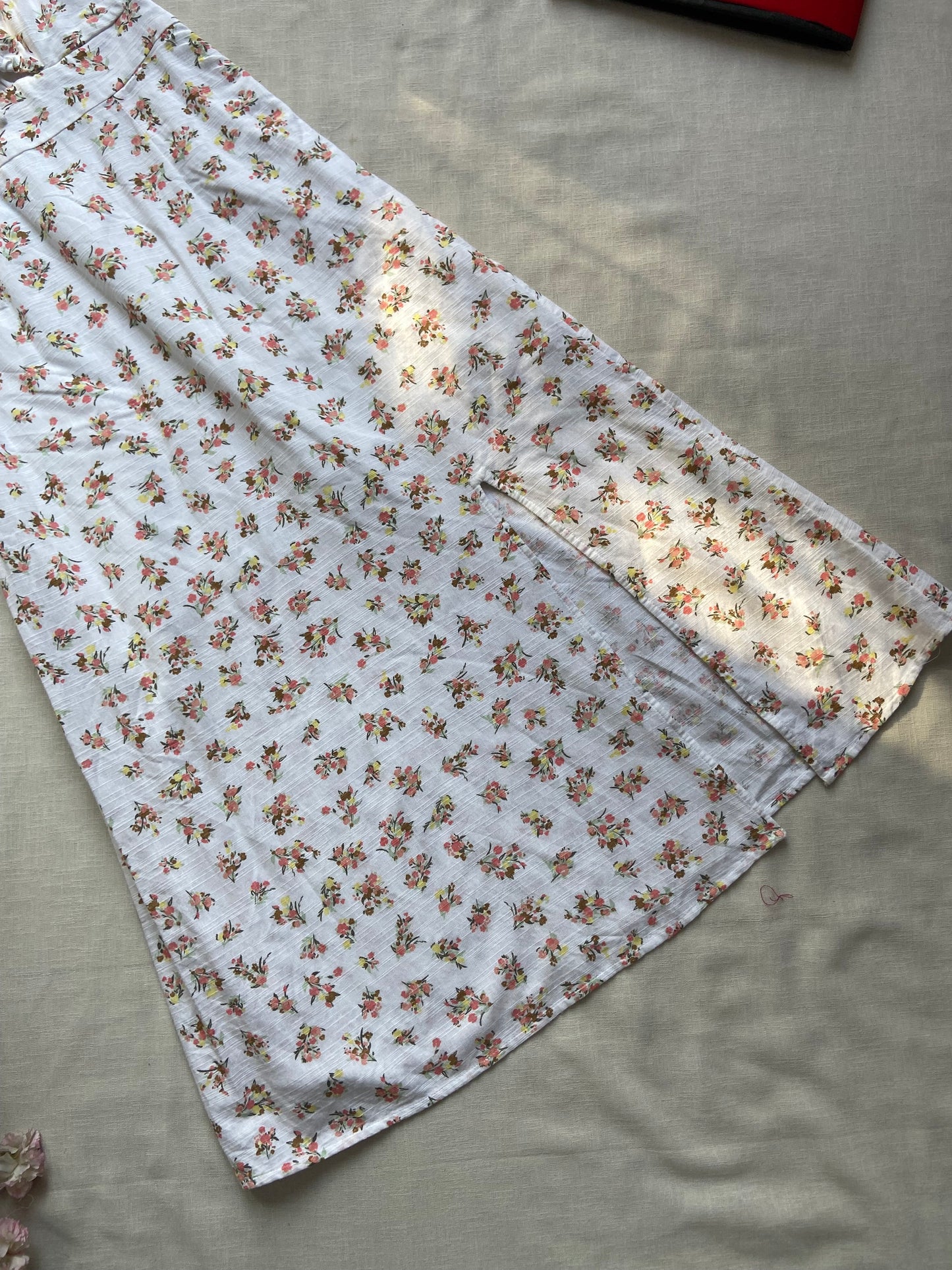 White Floral Print Spaghetti Strap Dress