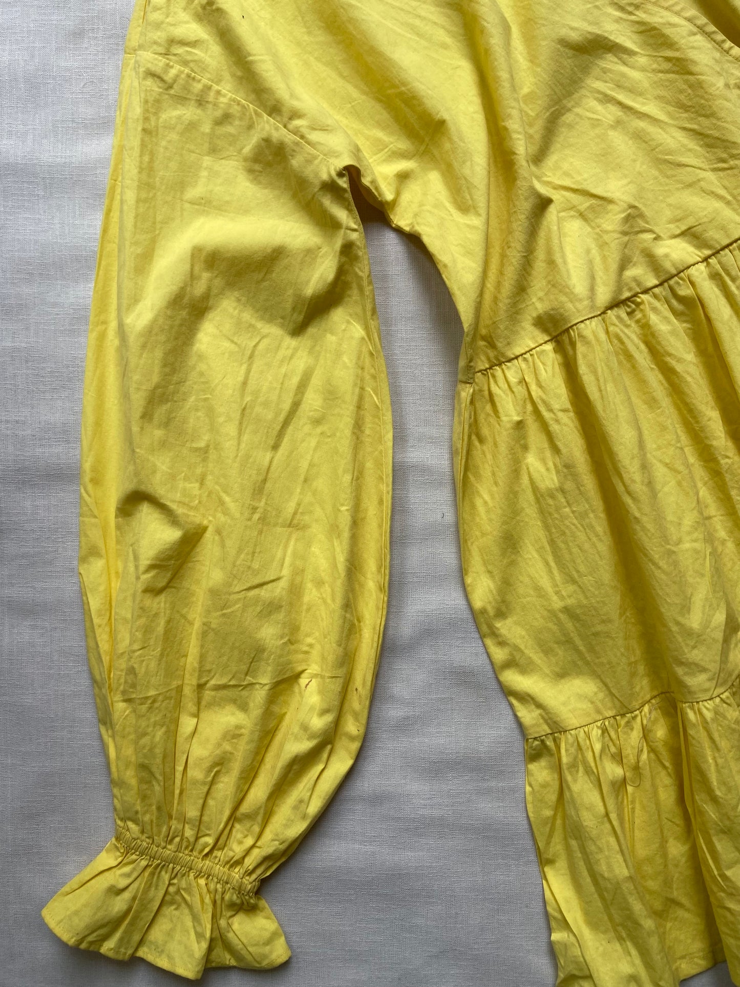 Bright Yellow Tiered Cotton Mini Dress