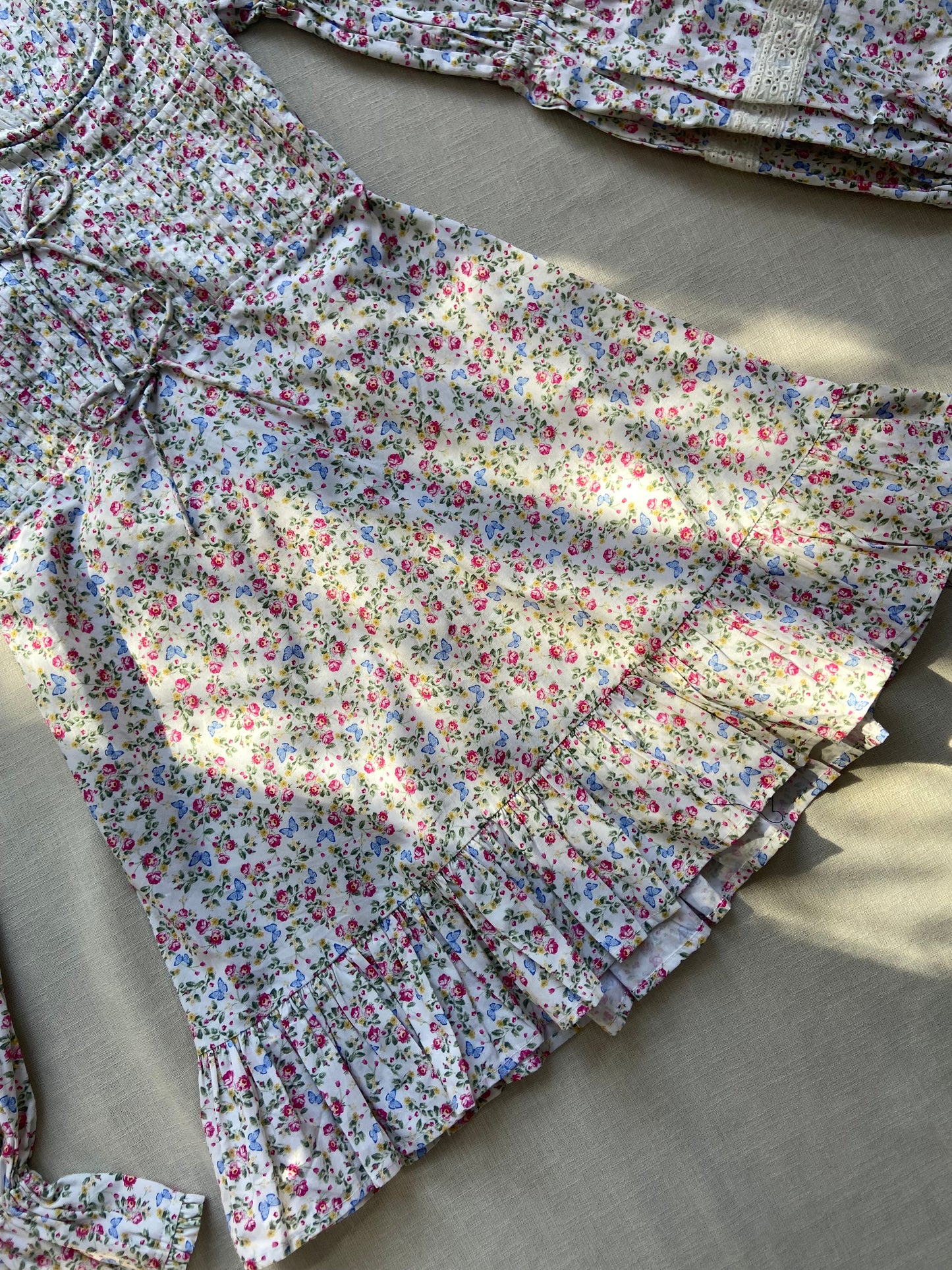 Floral Smocked Mini Dress with Puff Sleeves