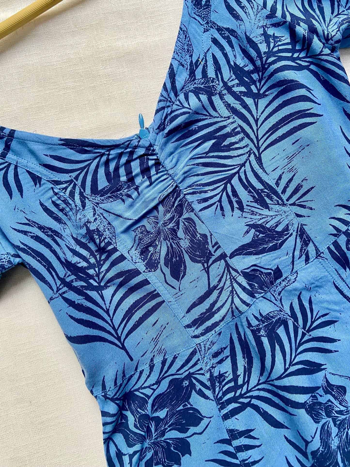 BLUE FLORAL A LINE MINI DRESS