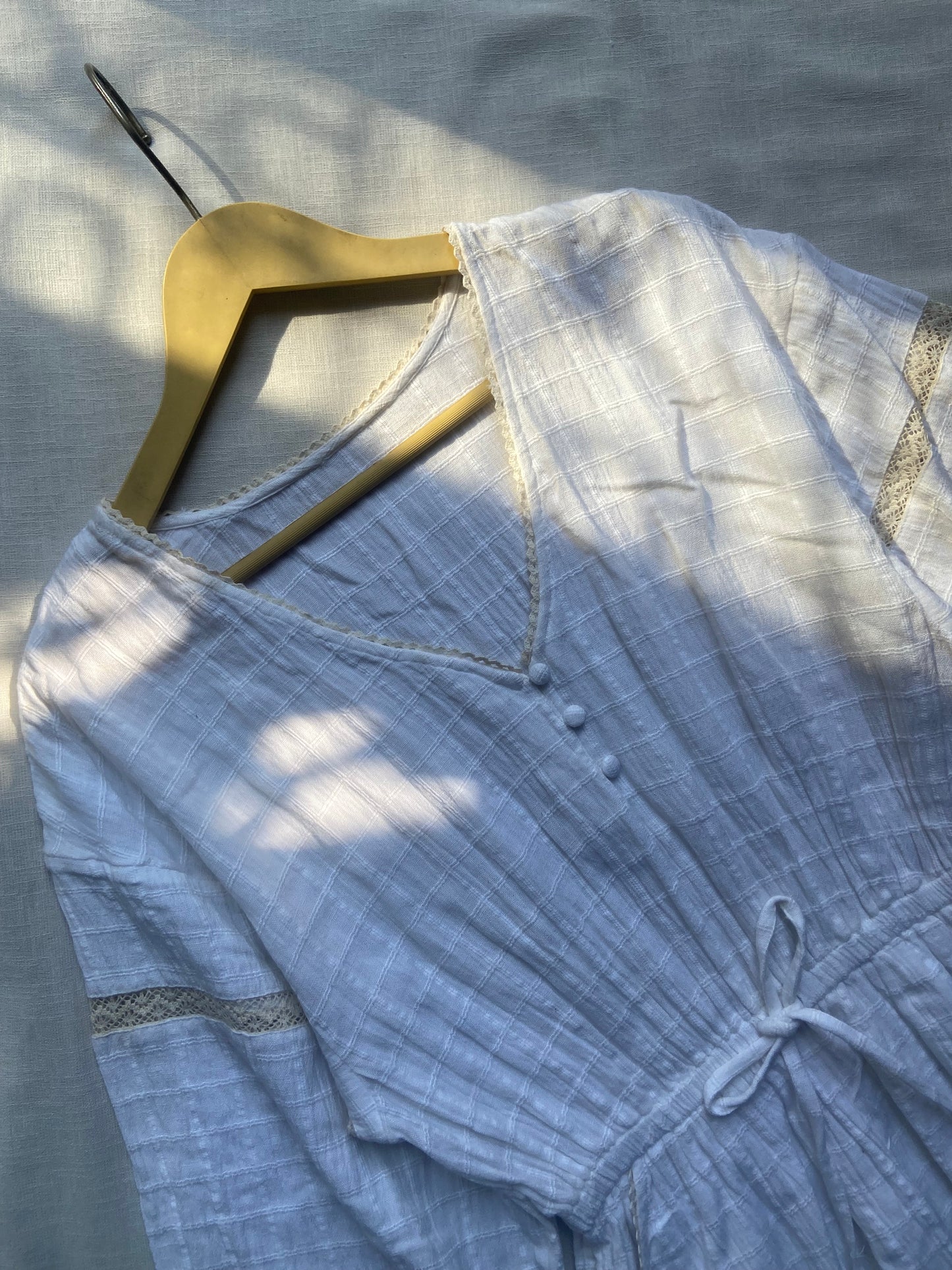 White Boho Lace-Trim Romper