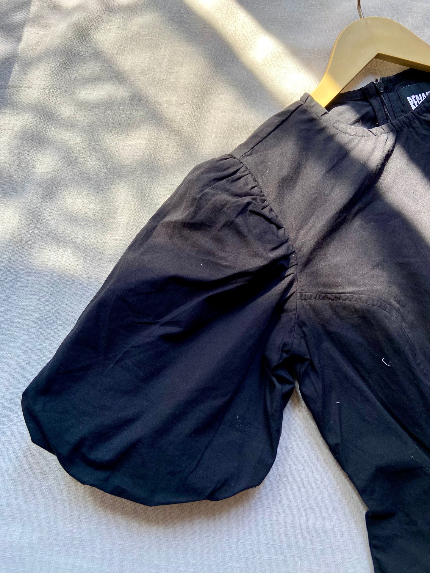 Black Puff Sleeve Ruffle Dress