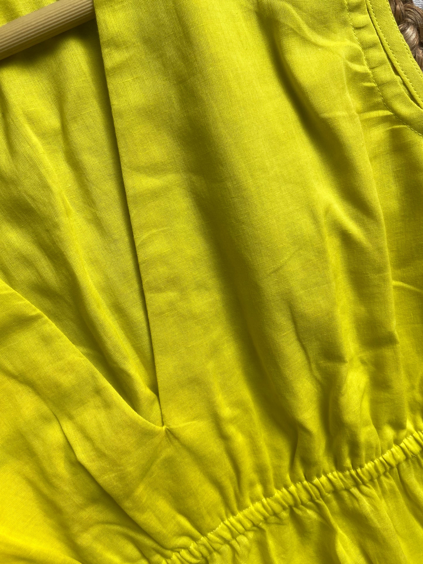 Yellow Sleeveless Tiered Midi Dress for Women