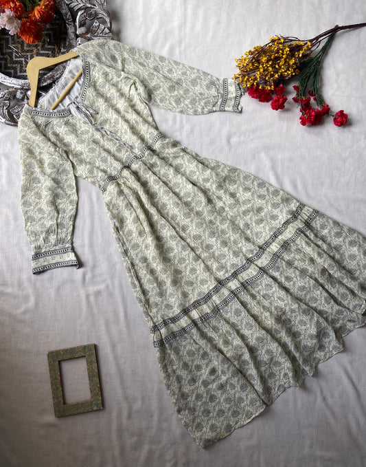 White printed boho maxi dress