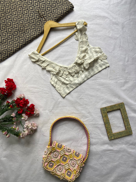 Vintage-Inspired Ruffle Lace Crop Top