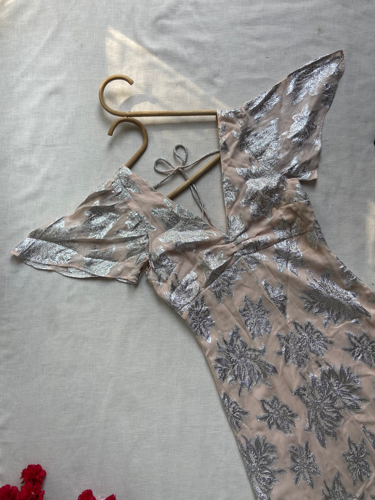 Shimmer Leaf Print Bodycon Dress