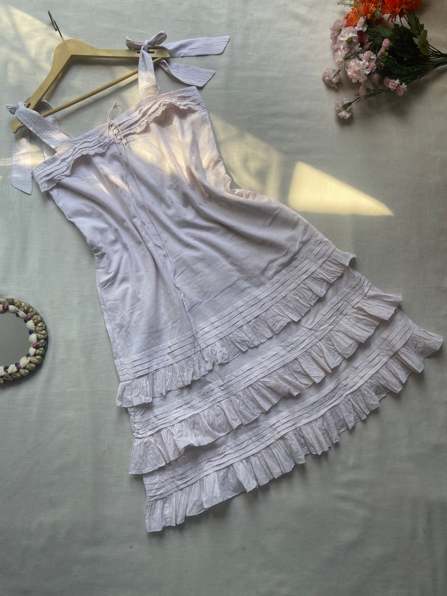 White Ruffle Tiered Sleeveless Dress