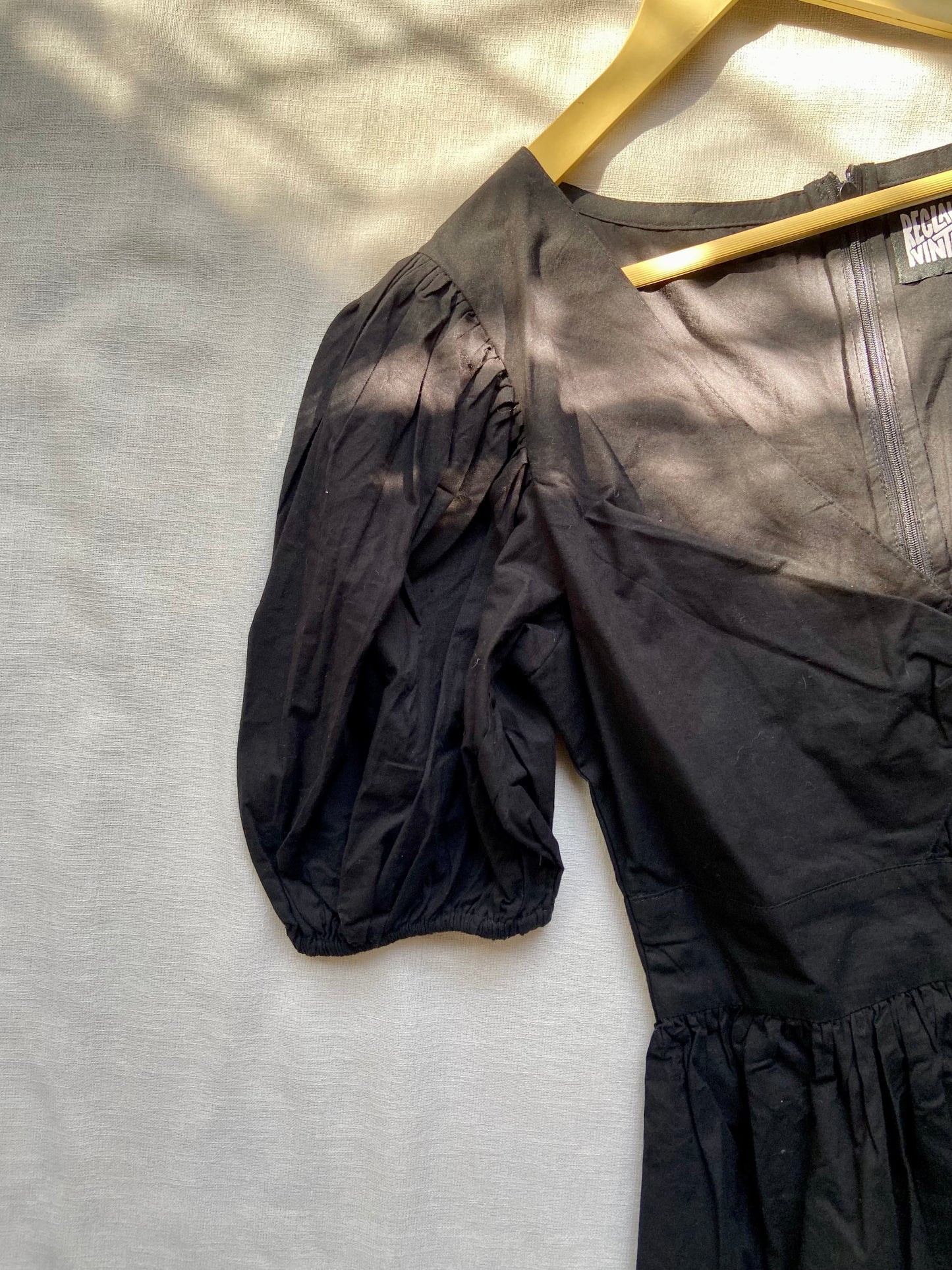 Black Fit & Flare Puff Sleeve Dress