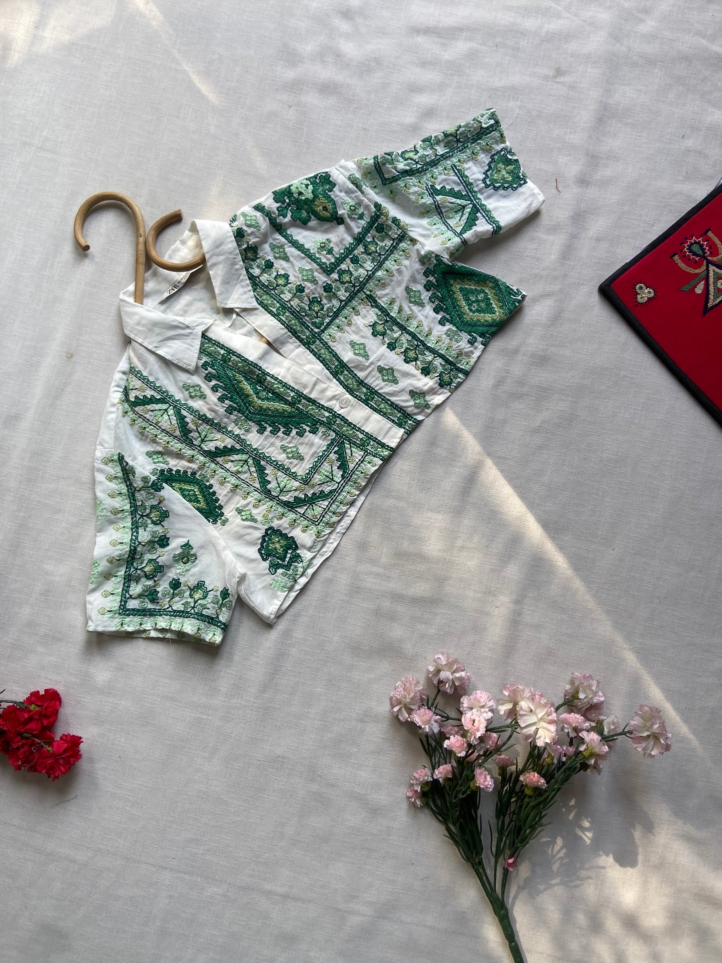Emerald Mosaic Cropped Shirt