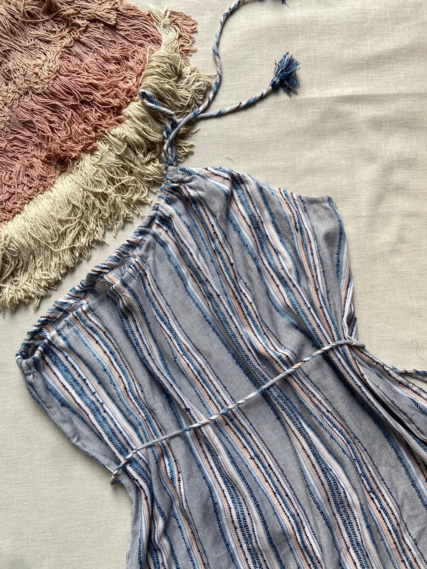 Coastal Stripe Tassel Mini Dress