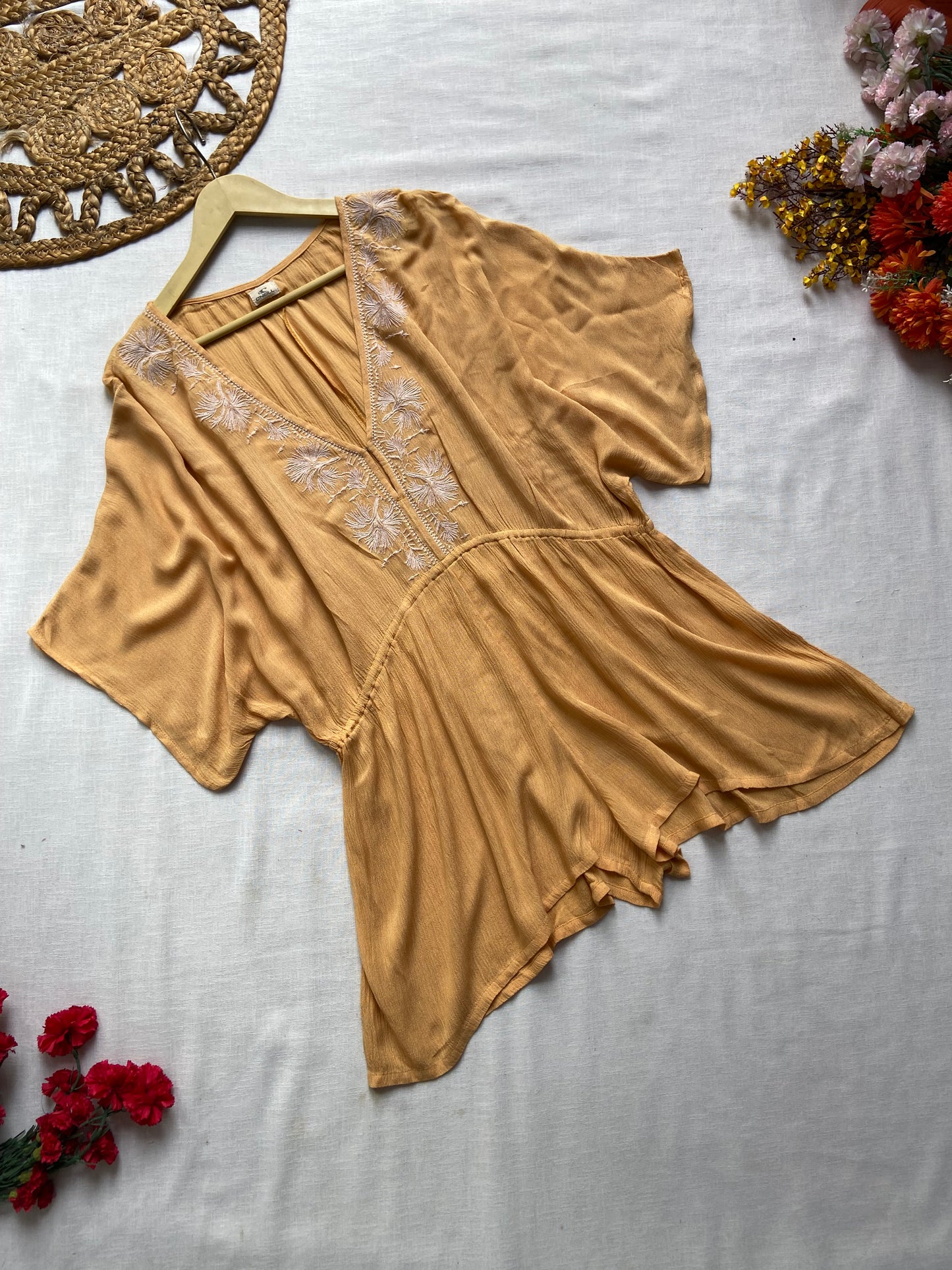 Mustard loose Fit Beach Romper