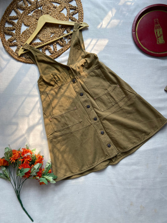 Women’s Olive Green Sleeveless Button Down Dress