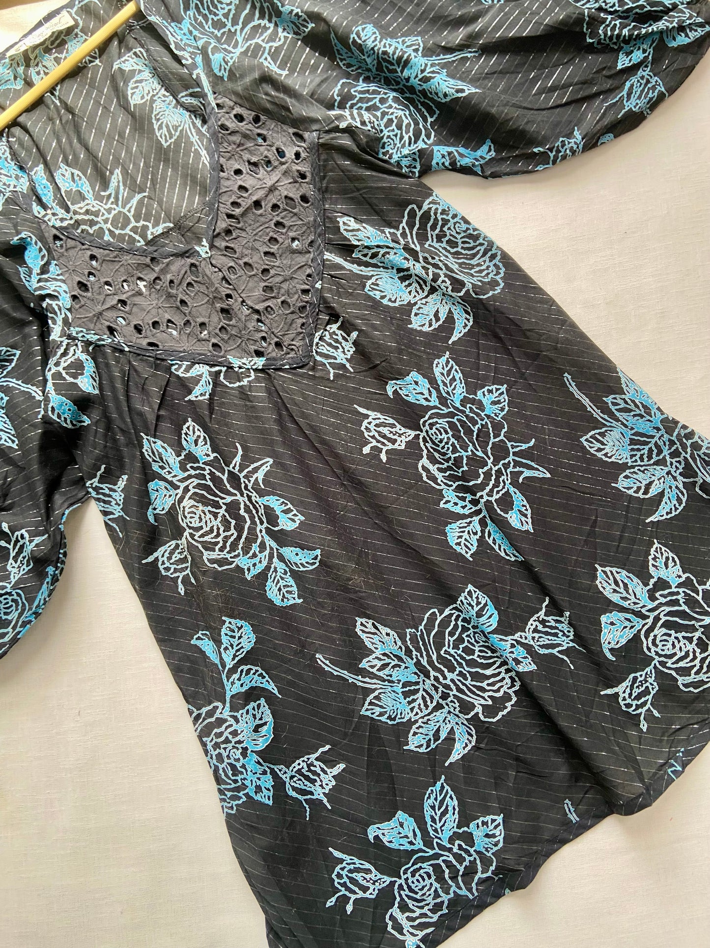 Black Floral Lurex Beach Dress