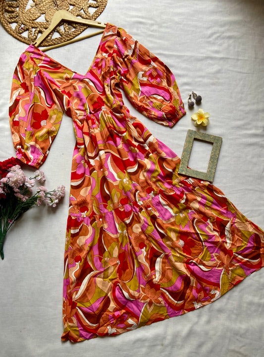 Floral V Neck Maxi Dress