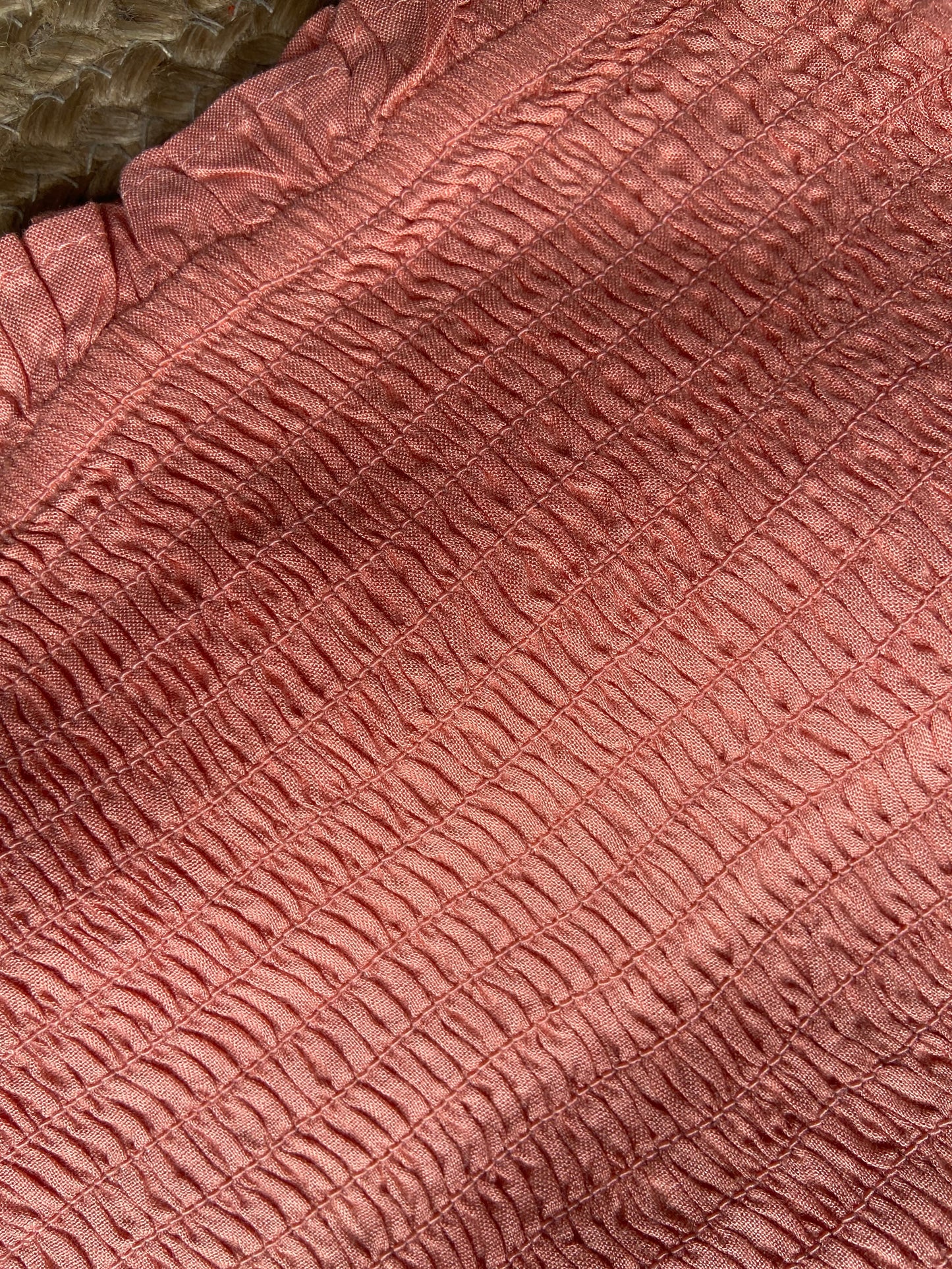 Women's Coral Smocked Strapless Crop Top with Frill Detailing