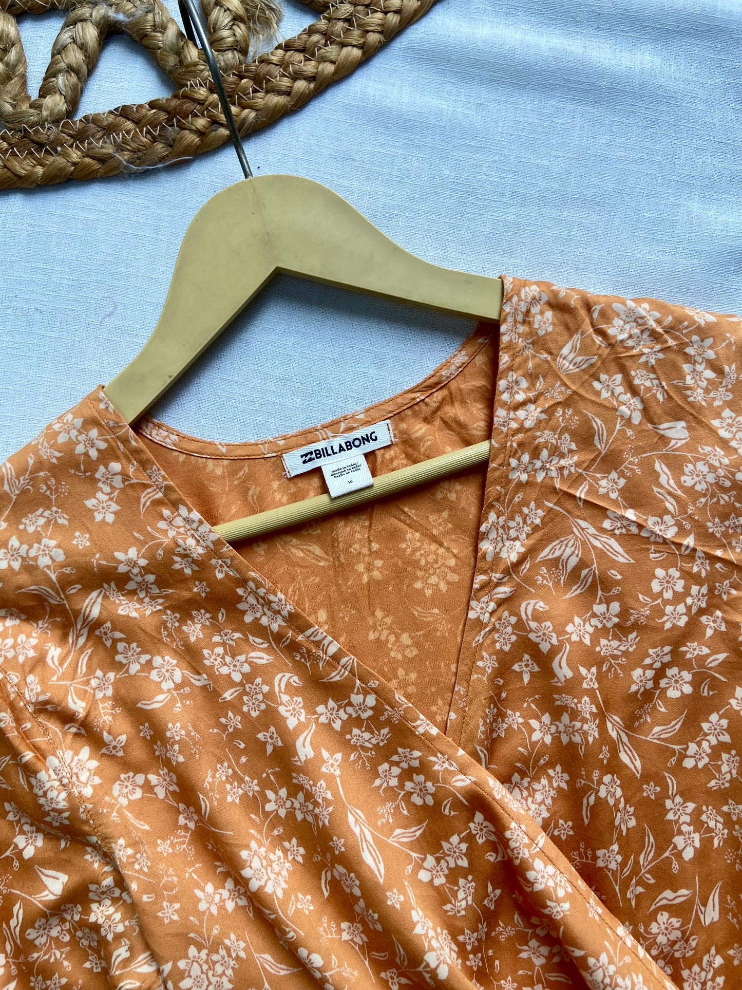 MUSTARD FLORAL WRAP TOP