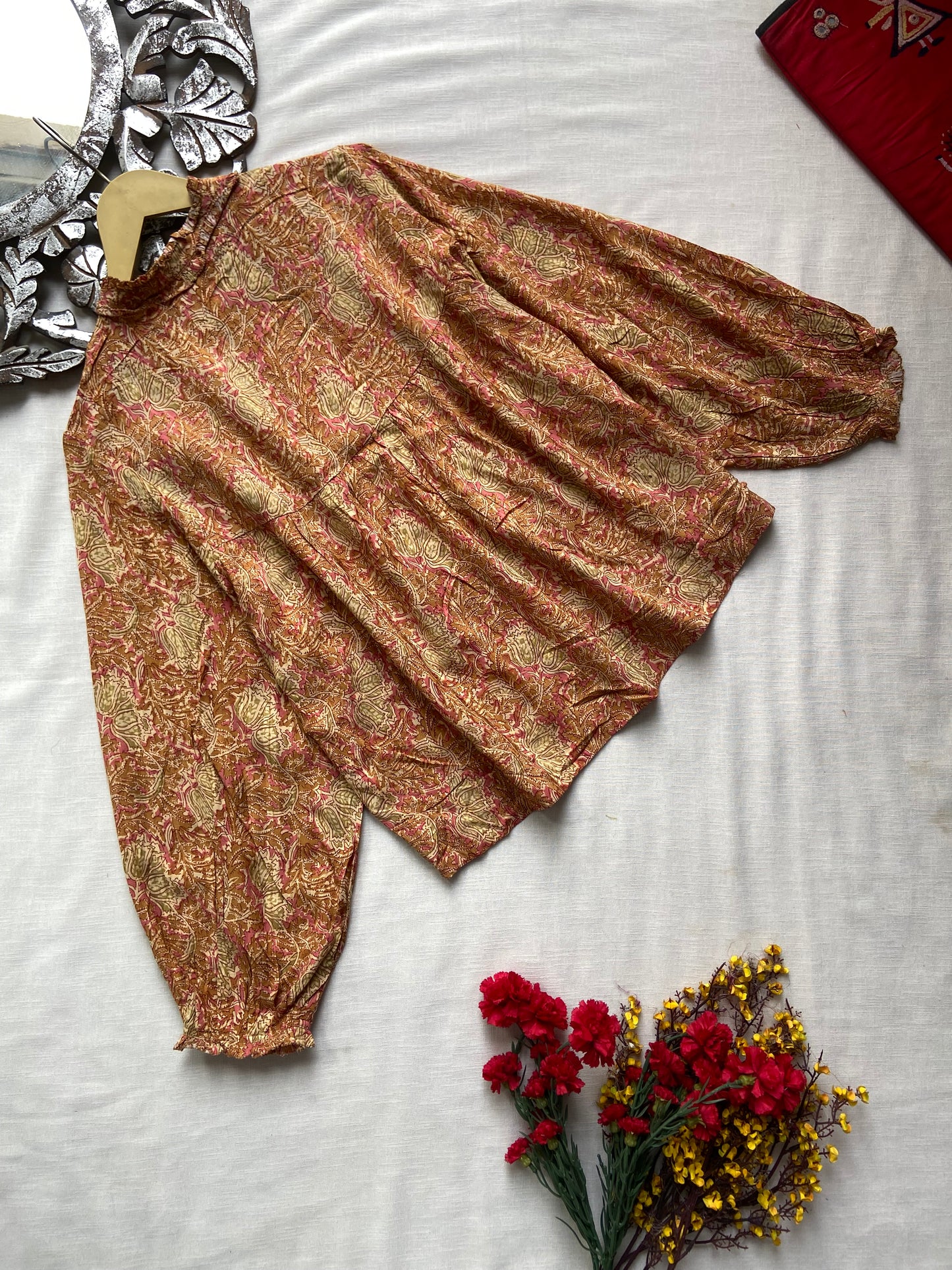 Mustard Full Sleeve Floral Top