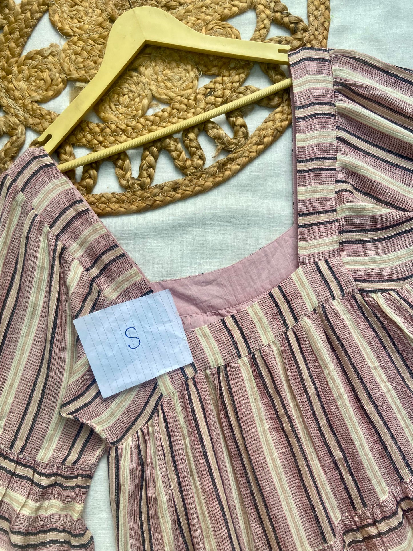 Women’s Striped Flared Sleeve Tunic Top with Ruffle Hem