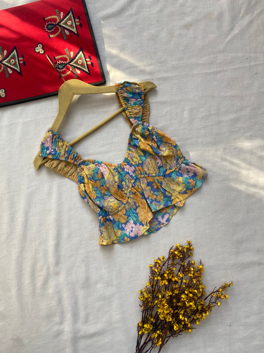 Golden Muse Frill Crop Top