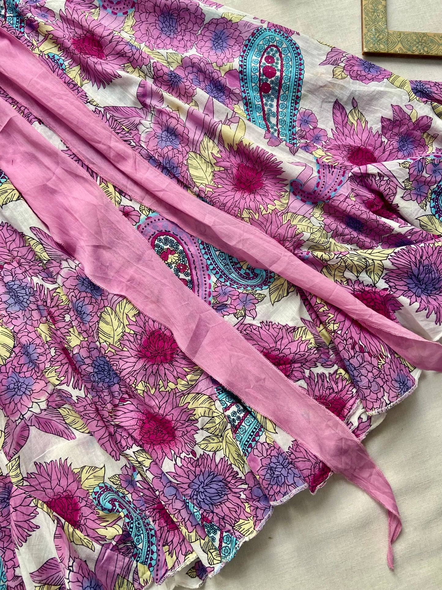 Pink Floral Front Knot Boho Dress