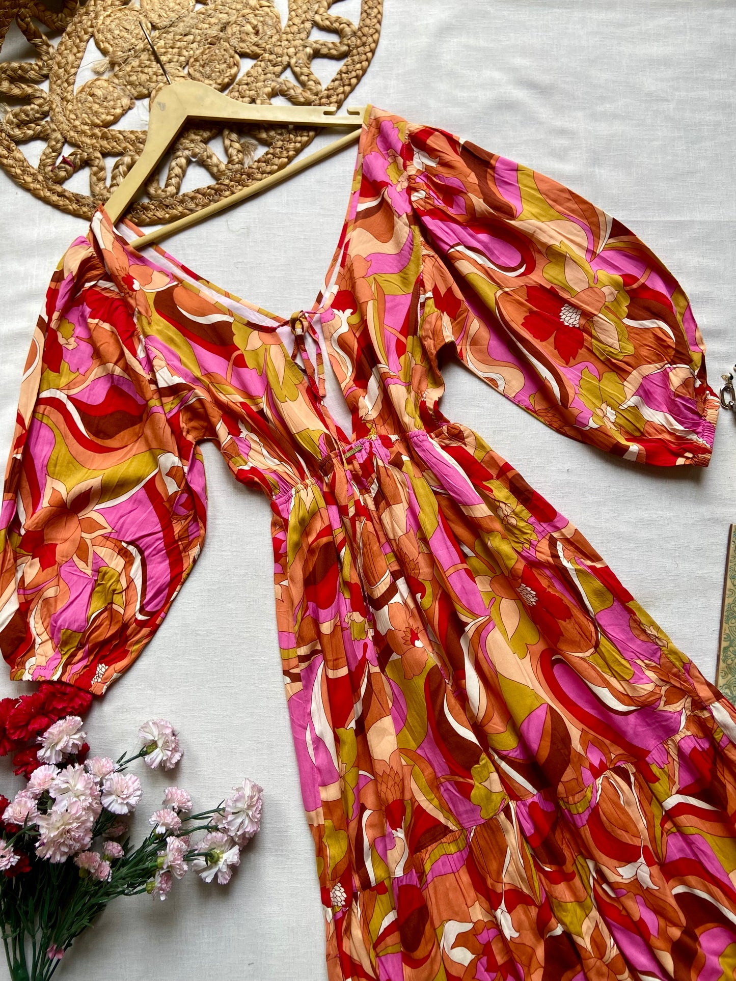 Floral V Neck Maxi Dress