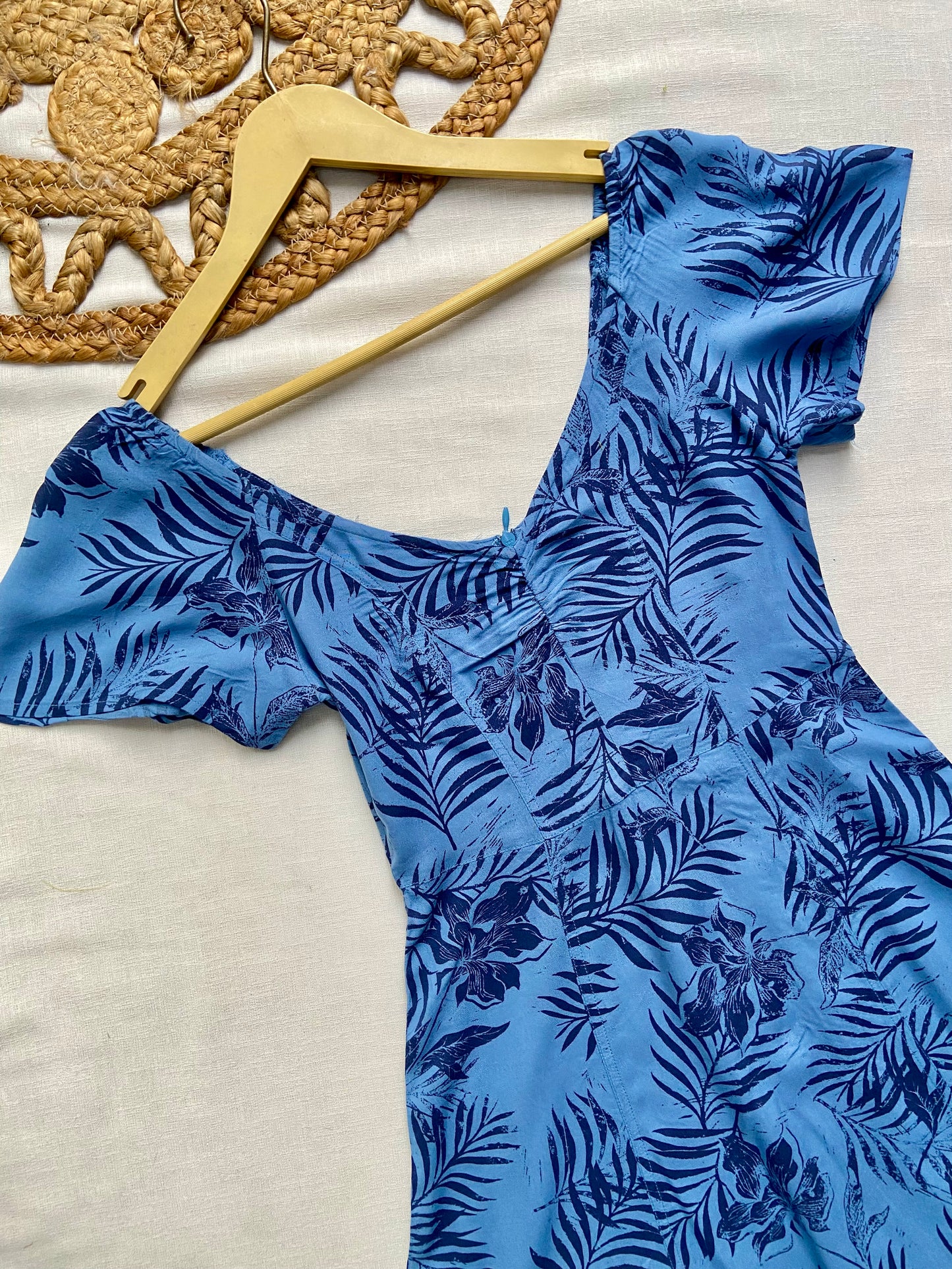 BLUE FLORAL A LINE MINI DRESS