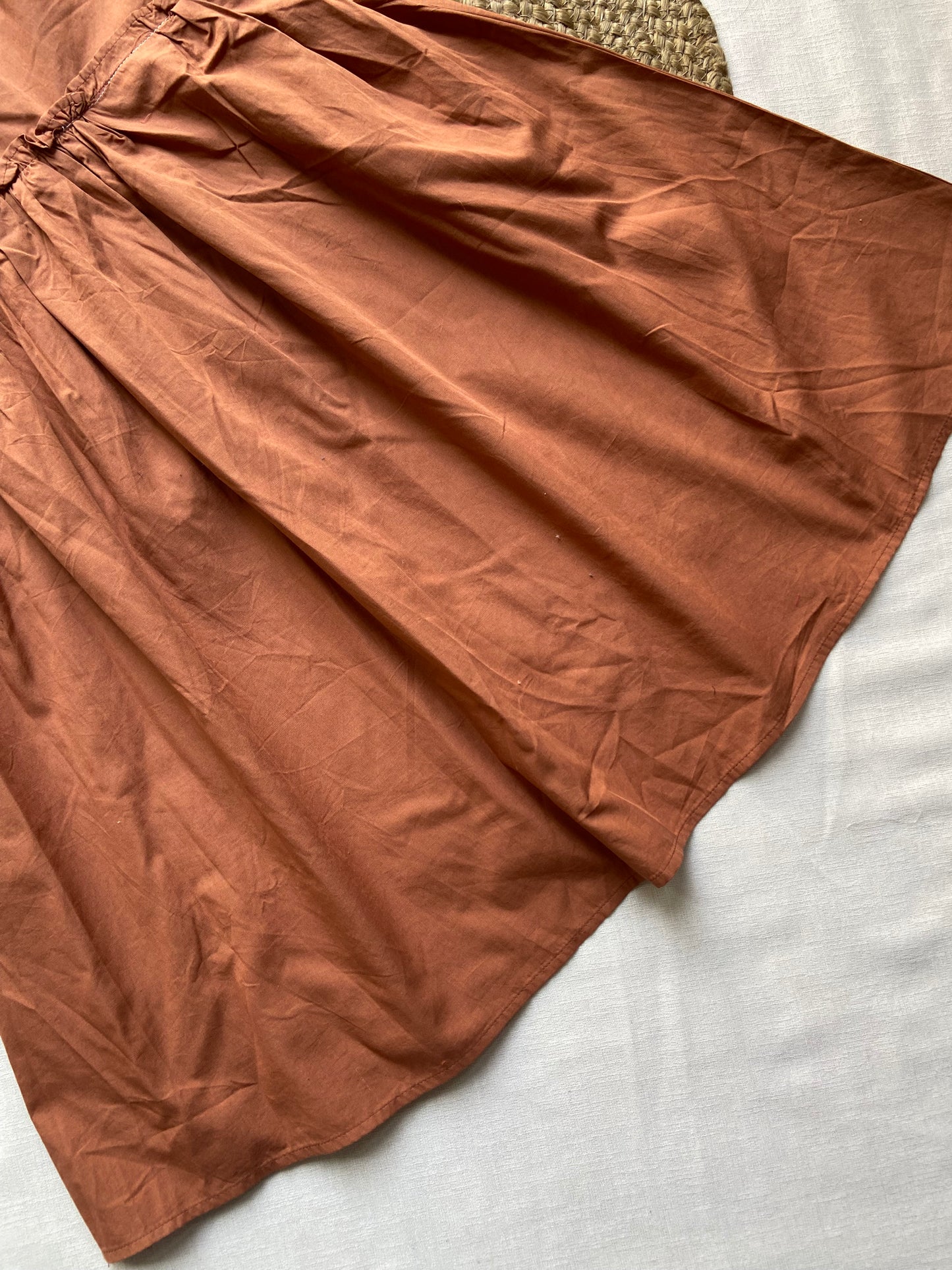 Women's Rust Orange Spaghetti Strap Cotton Dress – Sleeveless A-Line Summer Dress