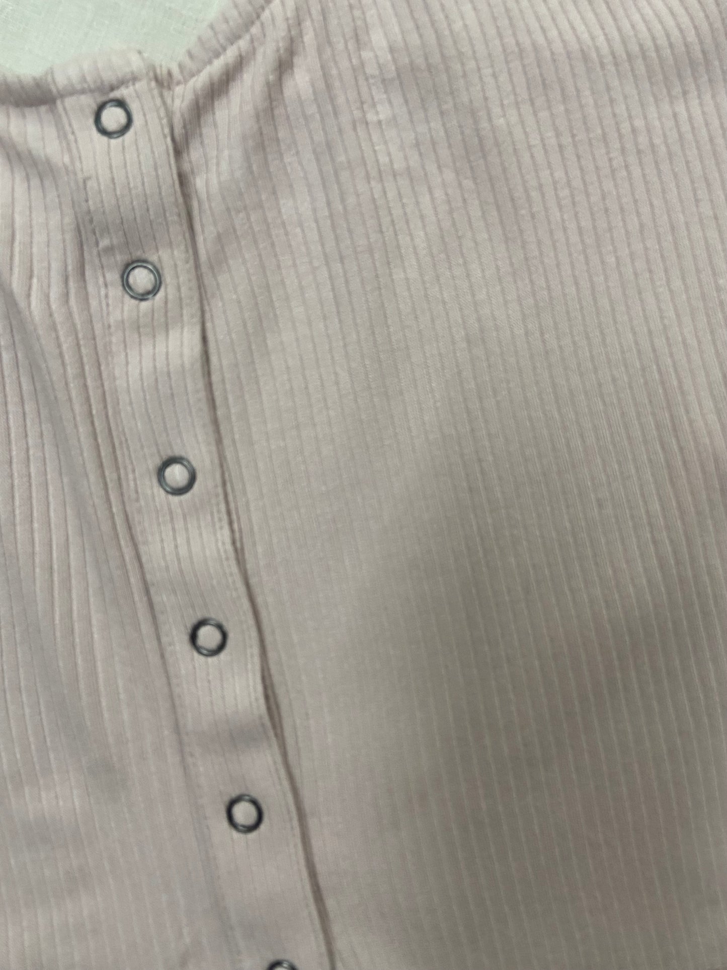 Light Mauve Ribbed Button-Front Crop Top