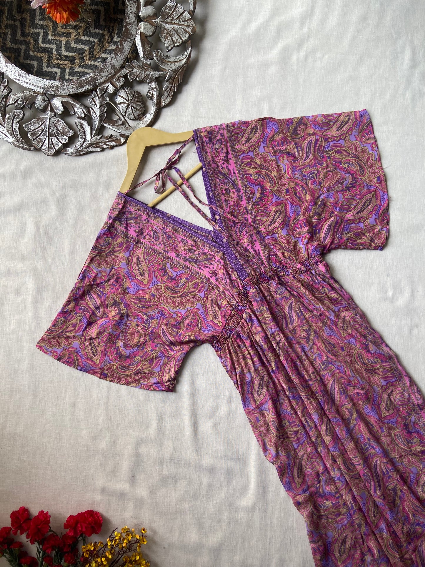 Pink Floral Boho Maxi Dress