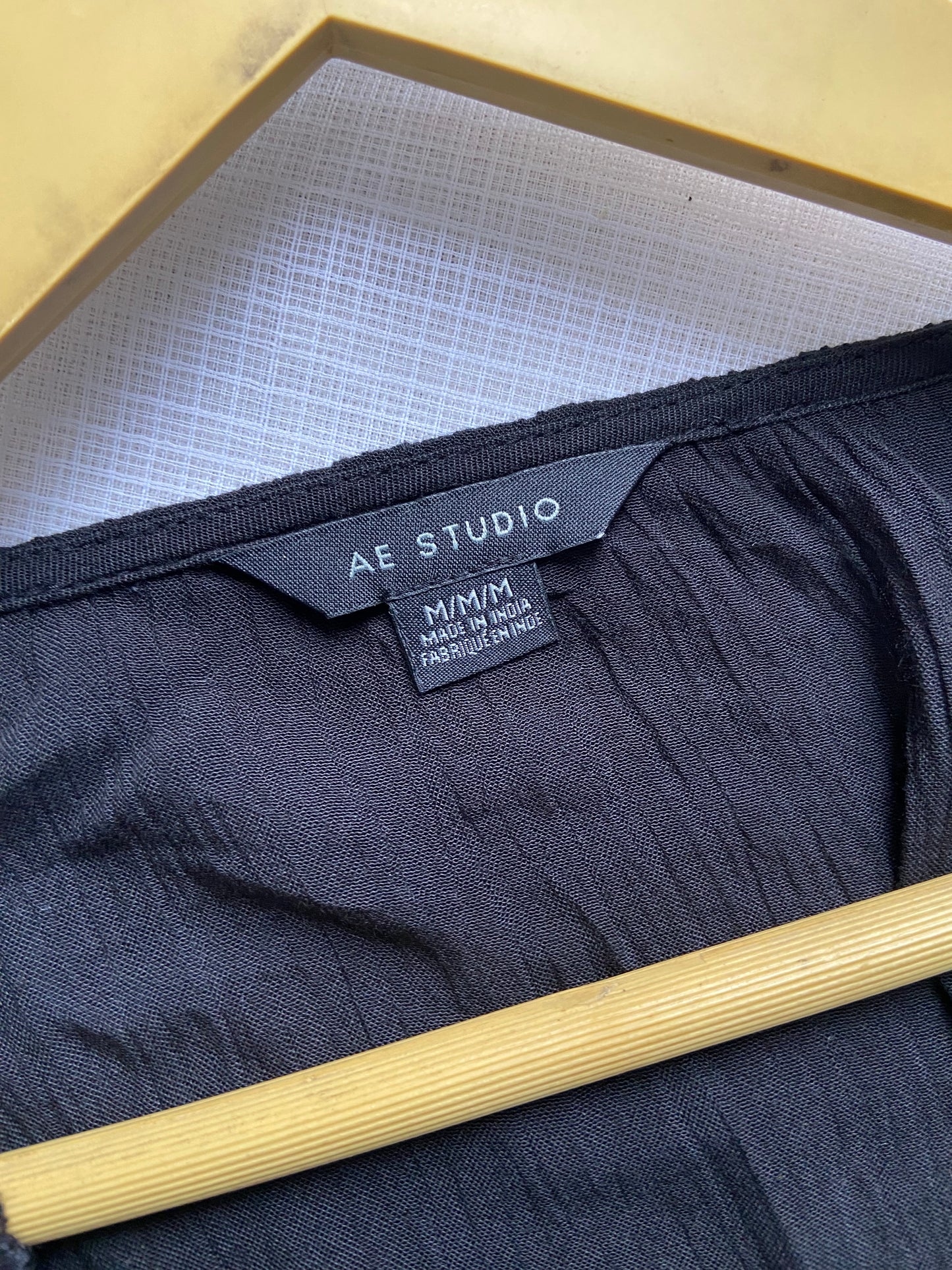 Women's Black Boho V-Neck Top with Bell Sleeves & Lace Detailing