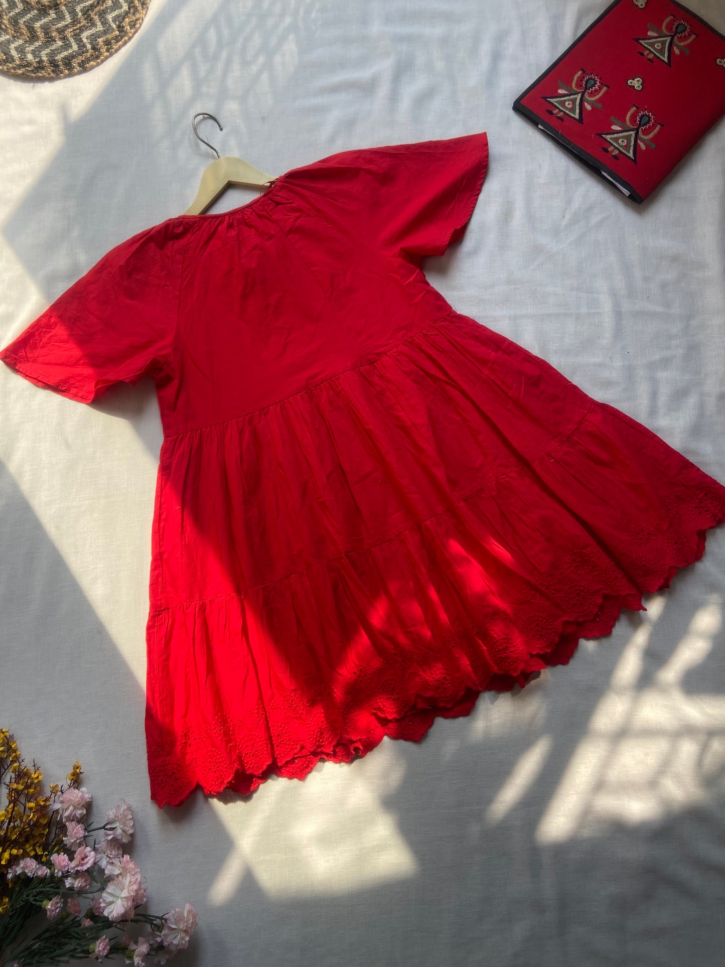 Crimson Petal Flare Mini Dress