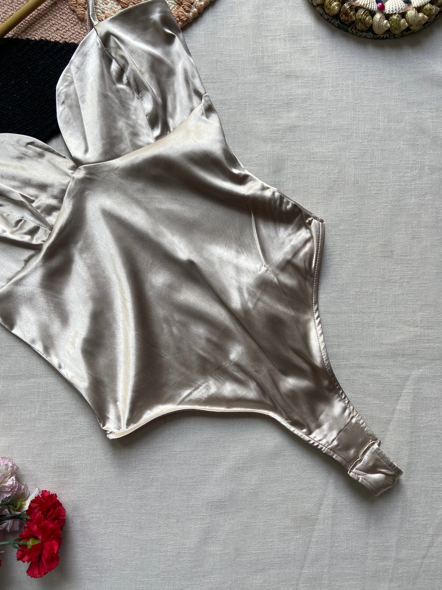 Women's Satin Bodysuit with Spaghetti Straps – Elegant Partywear One-Piece