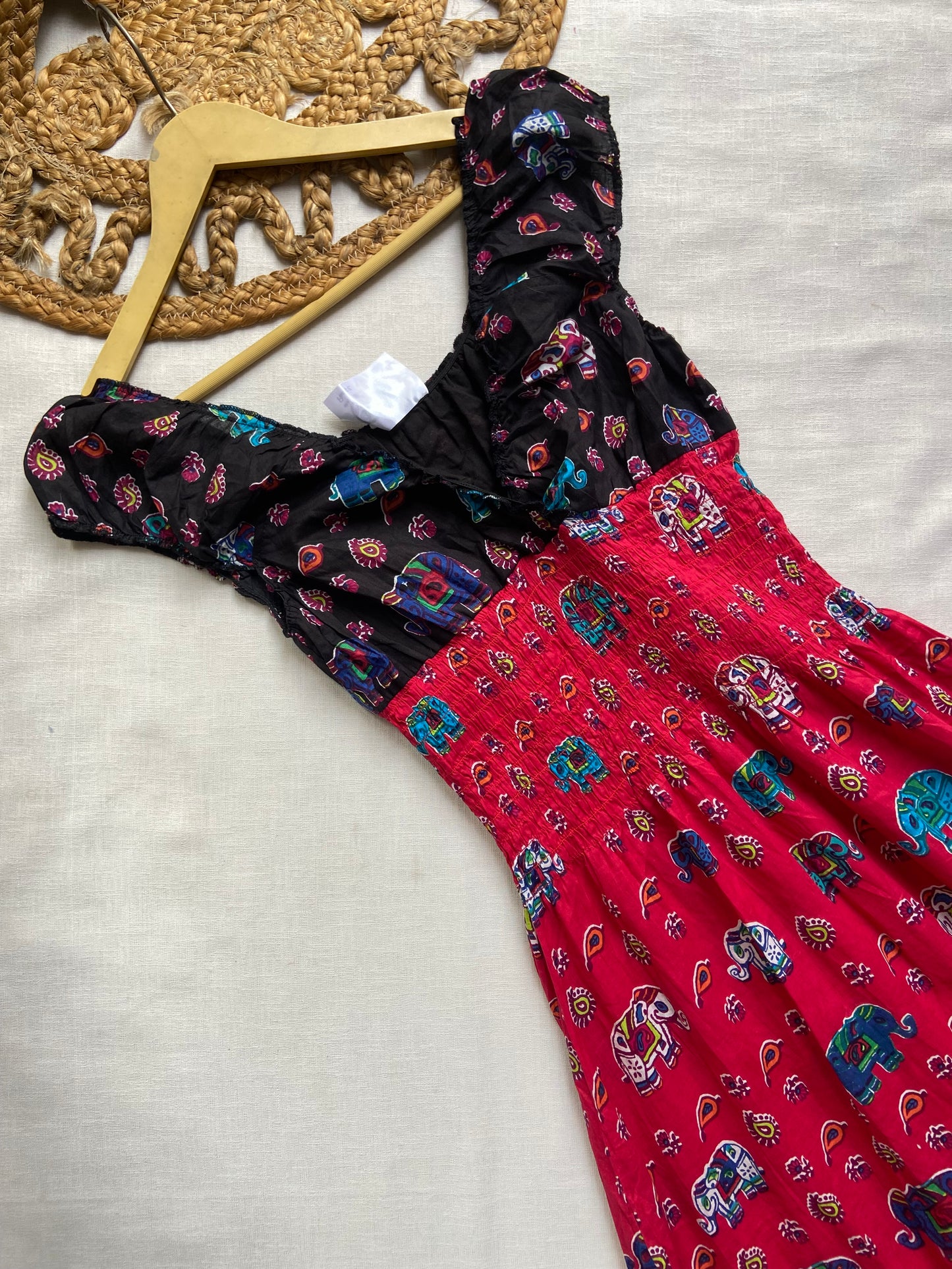 Red And Black Boho Maxi Dress