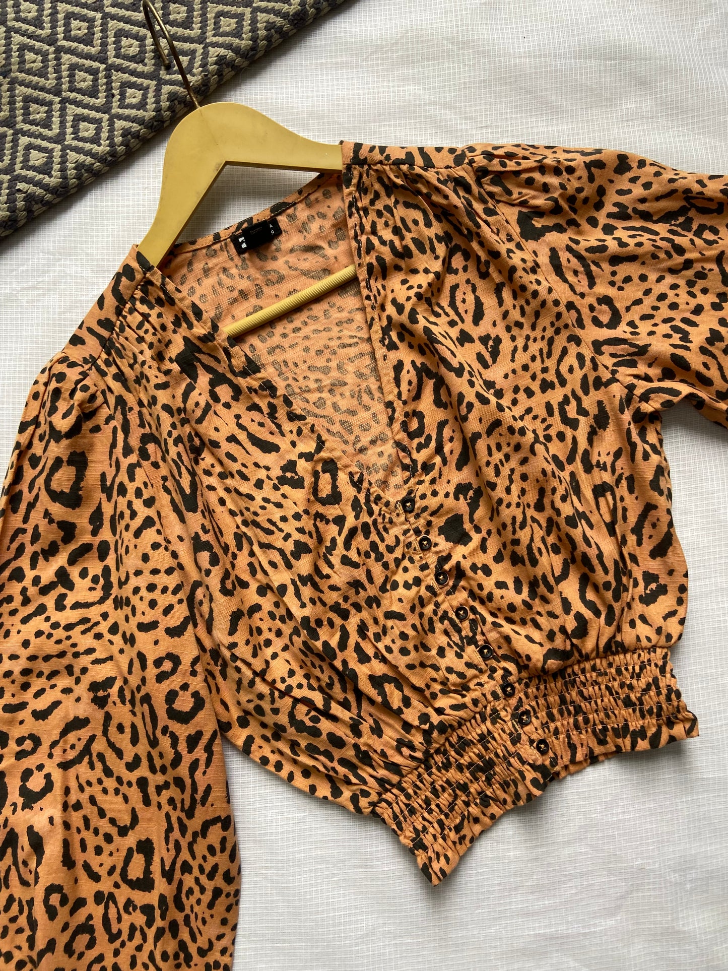 Women's Leopard Print V-Neck Blouse
