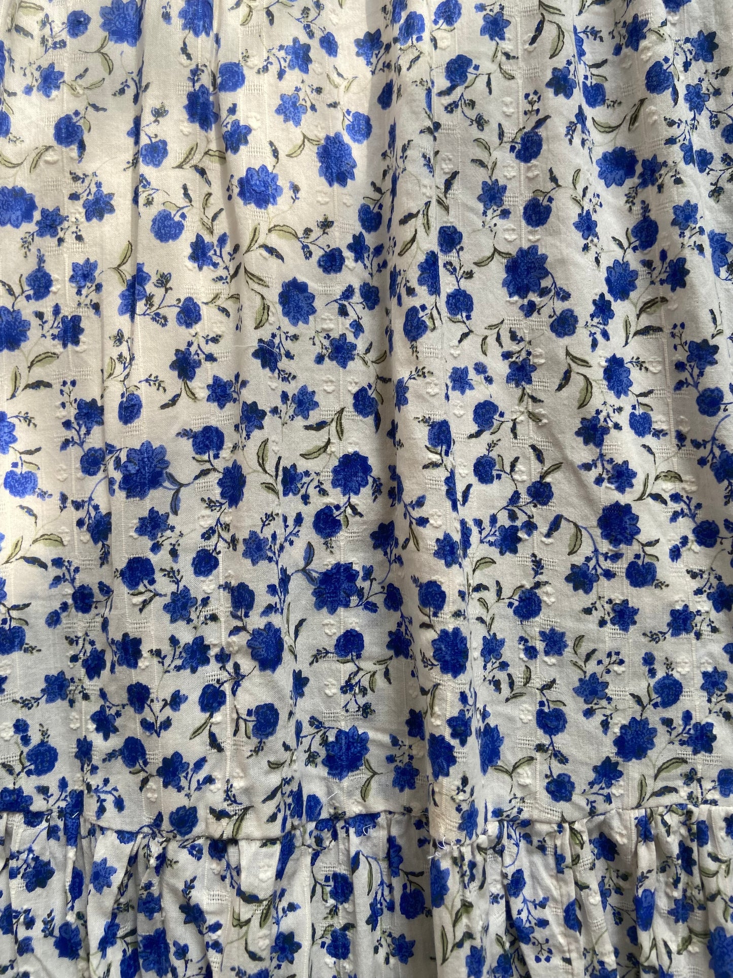 Blue Floral Ruffle Midi Dress