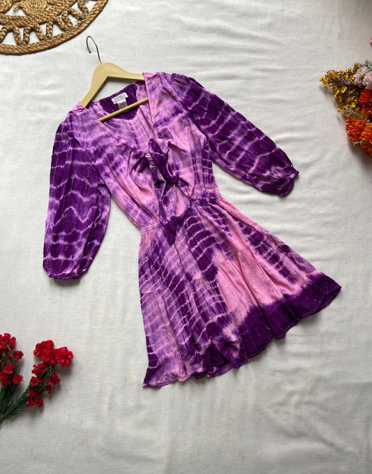 Pink And Purple Tye And Dye Mini Dress