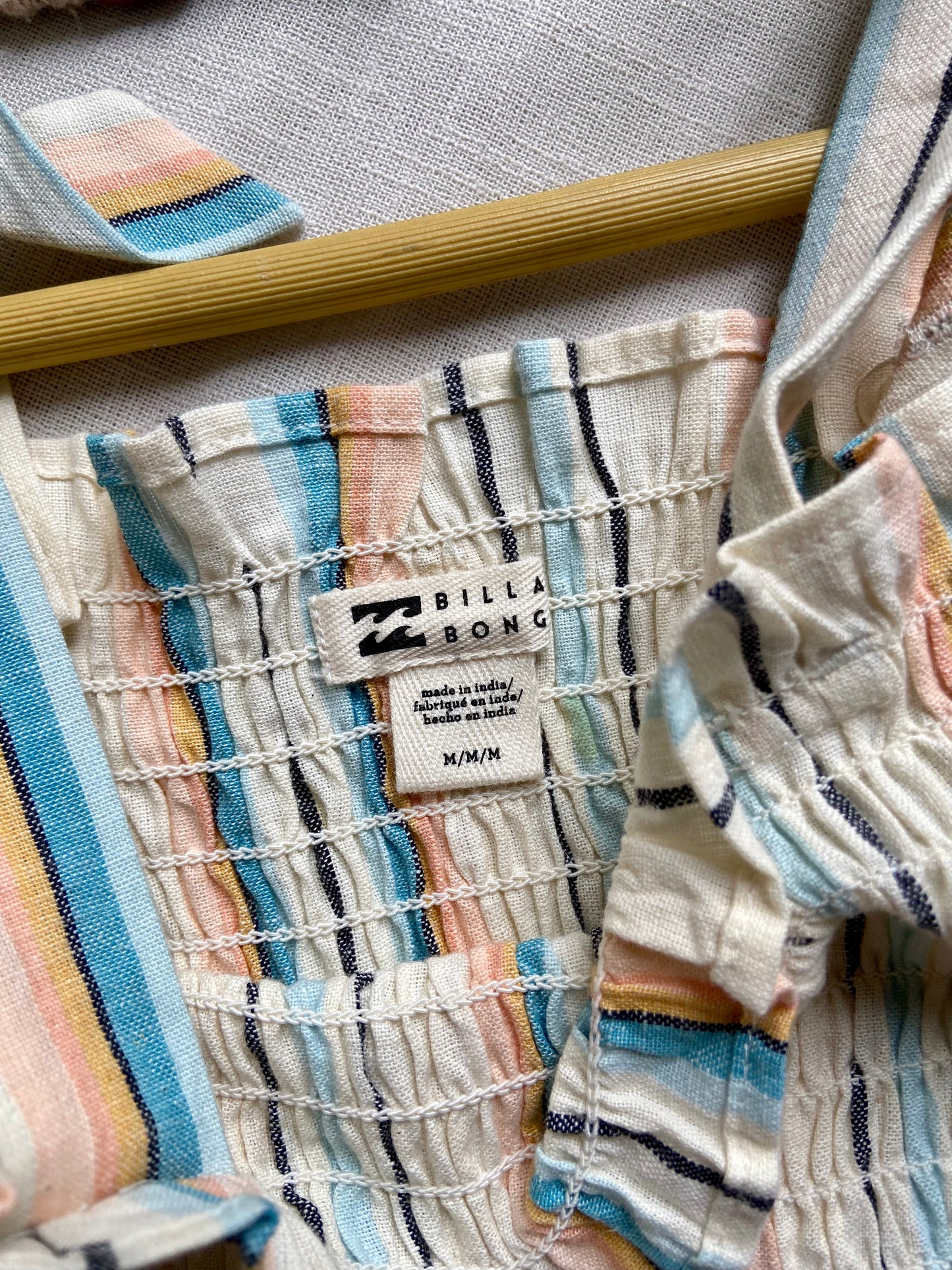 Striped Smocked Crop Top with Tie-Up Straps