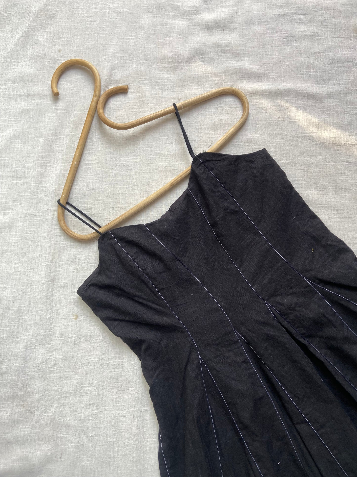 Black Spaghetti Strap A-Line Mini Dress