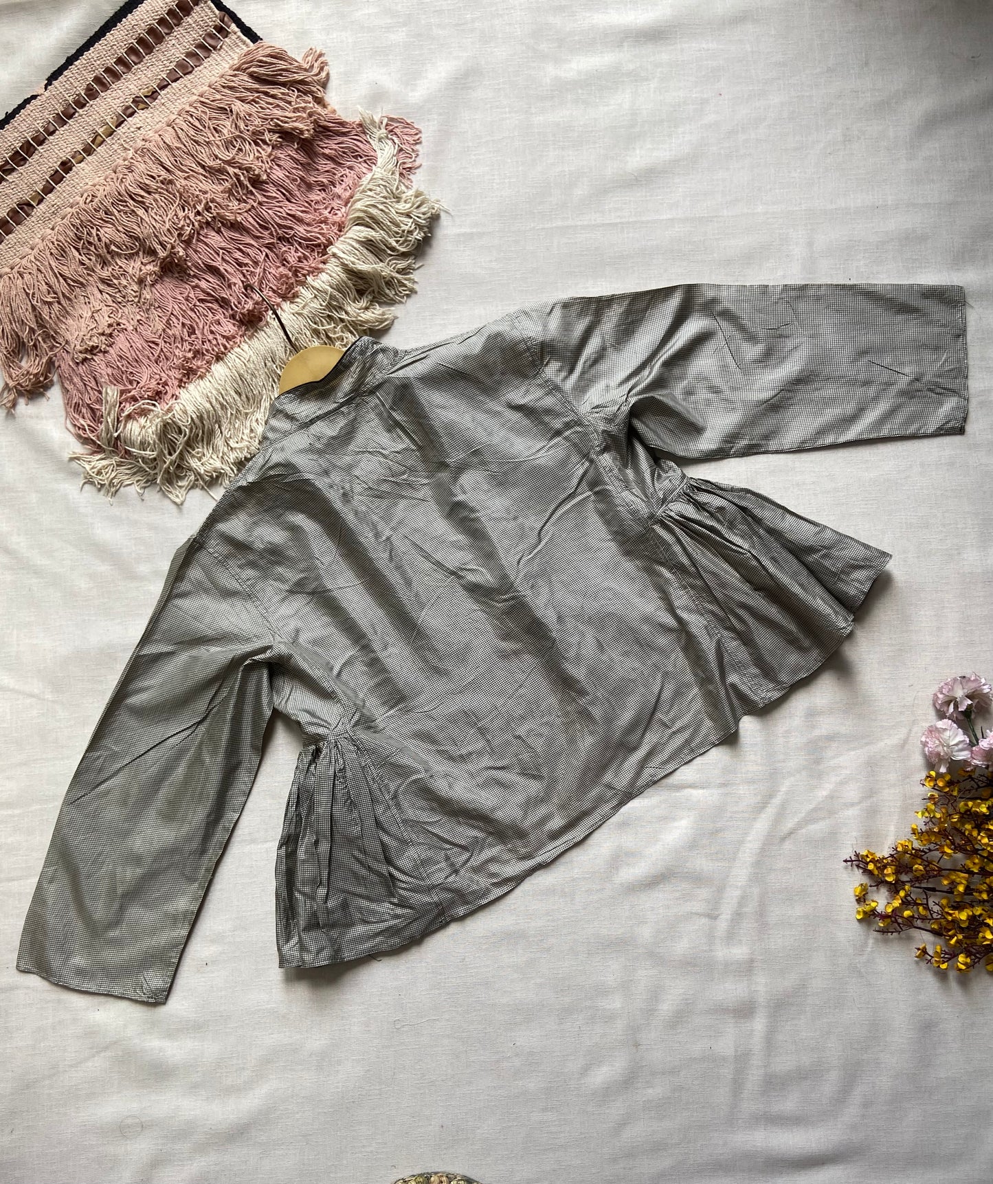 Elegant Pleated Grey Blouse