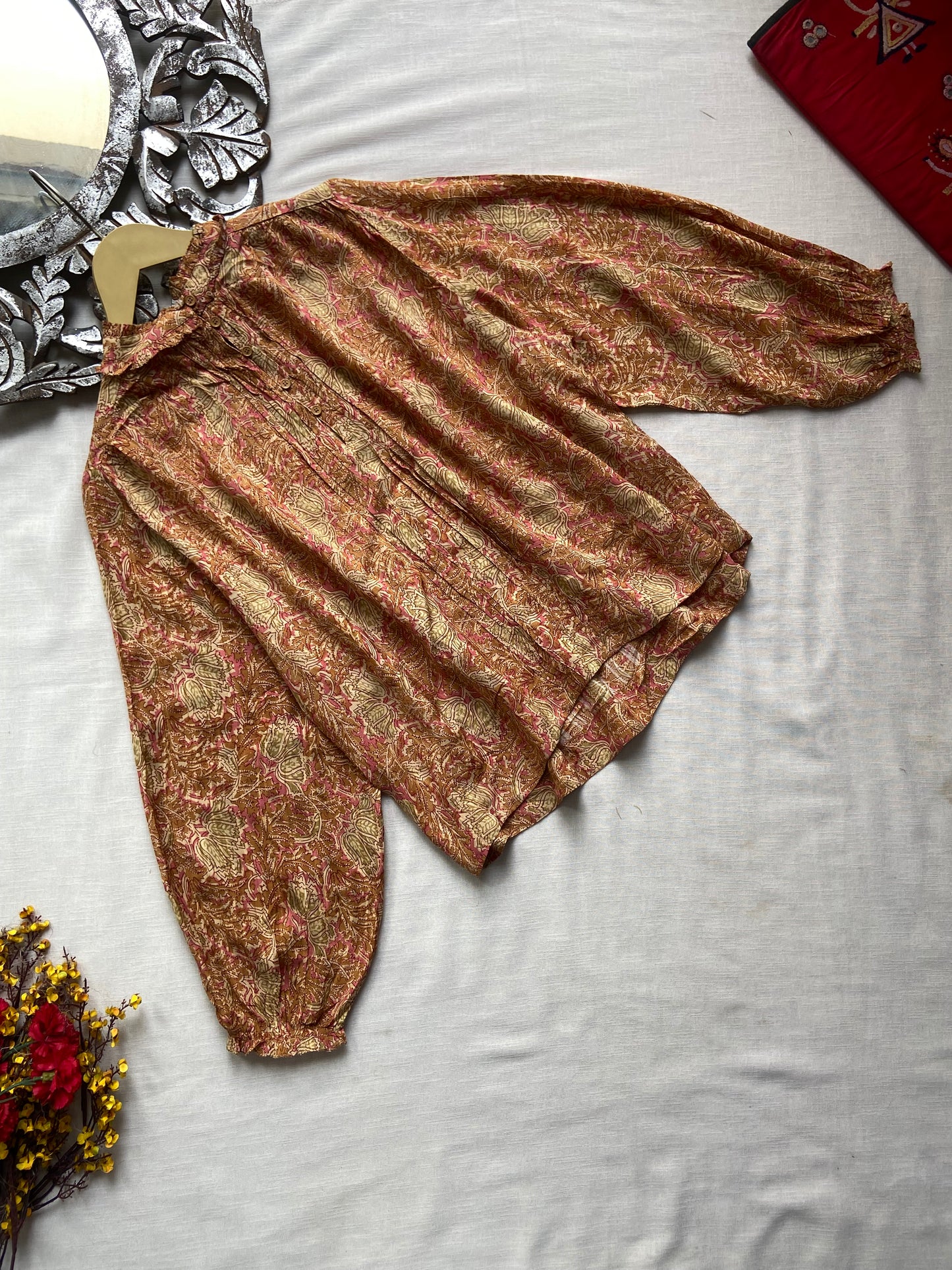 Mustard Full Sleeve Floral Top